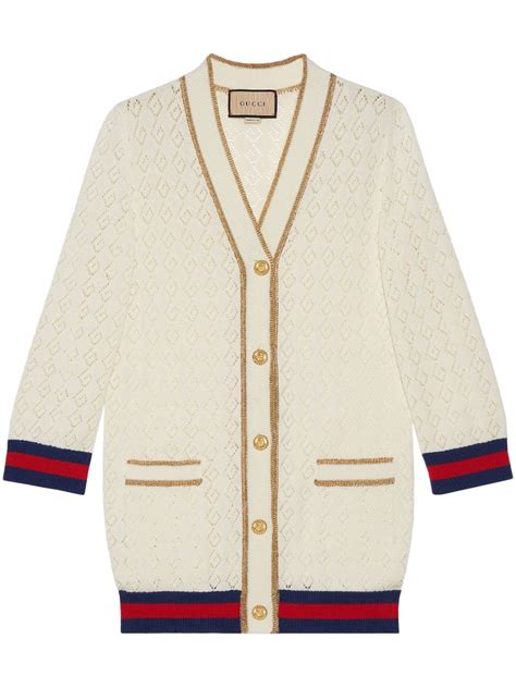 gucci white letterman cardigan with red & blue accents|Gucci men's cardigan sale.